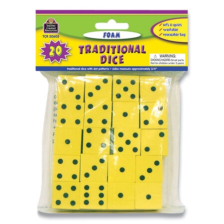 Teacher Created Resources Traditional Foam Dice, Grades K-4, 20PK TCR20603